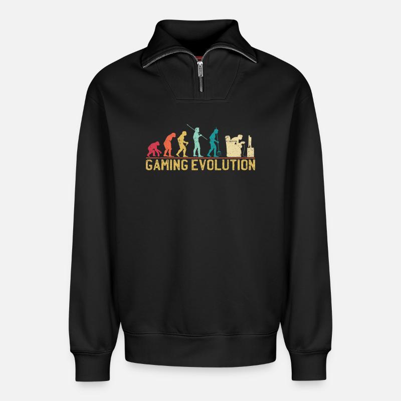 Gaming Evolution Artwork - Relaxed Unisex Organic Half Zip Sweatshirt – by SPREAD - black