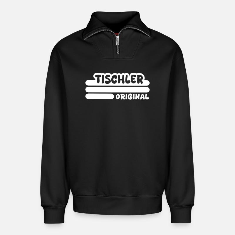 Occupation Carpenter - Relaxed Unisex Organic Half Zip Sweatshirt – by SPREAD - black