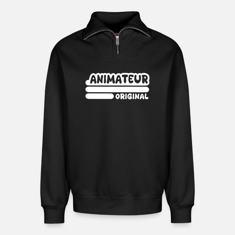 Beruf Animateur - Relaxed Unisex Organic Half Zip Sweatshirt – von SPREAD - Schwarz