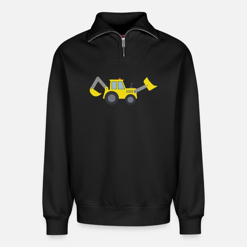 Backhoe loader - Relaxed Unisex Organic Half Zip Sweatshirt – by SPREAD - black