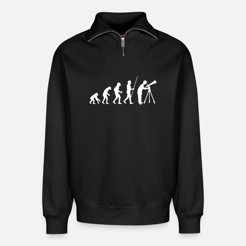 Astronomy Evolution - Relaxed Unisex Organic Half Zip Sweatshirt – by SPREAD - black