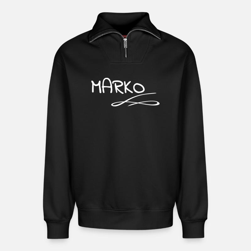 Name Marko - Relaxed Unisex Organic Half Zip Sweatshirt – von SPREAD - Schwarz
