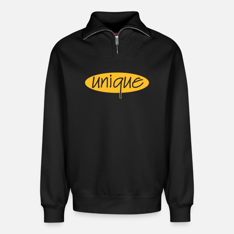 Unique - Relaxed Unisex Organic Half Zip Sweatshirt – by SPREAD - black