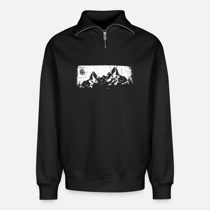 Schneegipfel-Silhouette - Relaxed Unisex Organic Half Zip Sweatshirt – von SPREAD - Schwarz