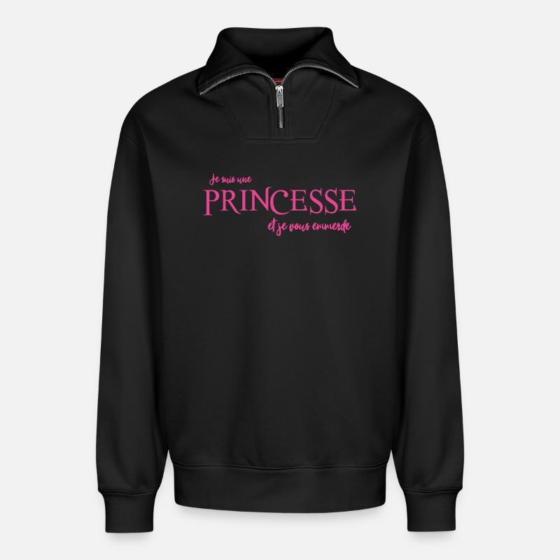 logo_princesse_rose - Relaxed Unisex Organic Half Zip Sweatshirt – von SPREAD - Schwarz