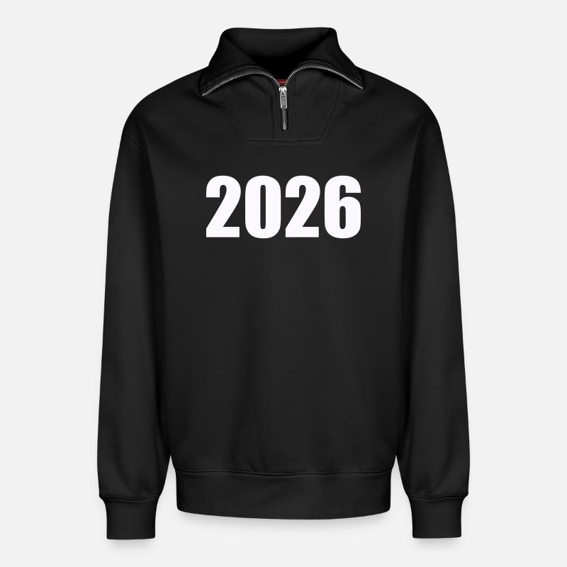 2026 - Relaxed Unisex Organic Half Zip Sweatshirt – von SPREAD - Schwarz