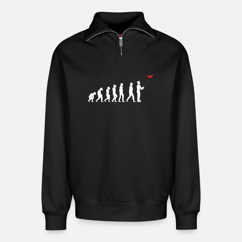 Evolution Drone Retro Heartbeat - Relaxed Unisex Organic Half Zip Sweatshirt – von SPREAD - Schwarz