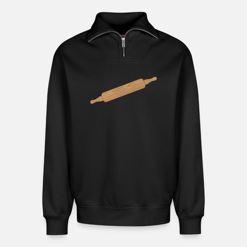 Teigroller - Nudelholz-Roller aus Holz - Relaxed Unisex Organic Half Zip Sweatshirt – von SPREAD - Schwarz