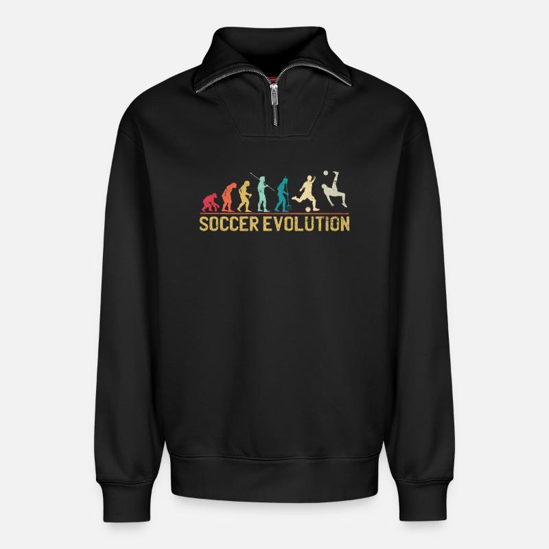 Soccer Evolution Progression Design - Relaxed Unisex Organic Half Zip Sweatshirt – von SPREAD - Schwarz