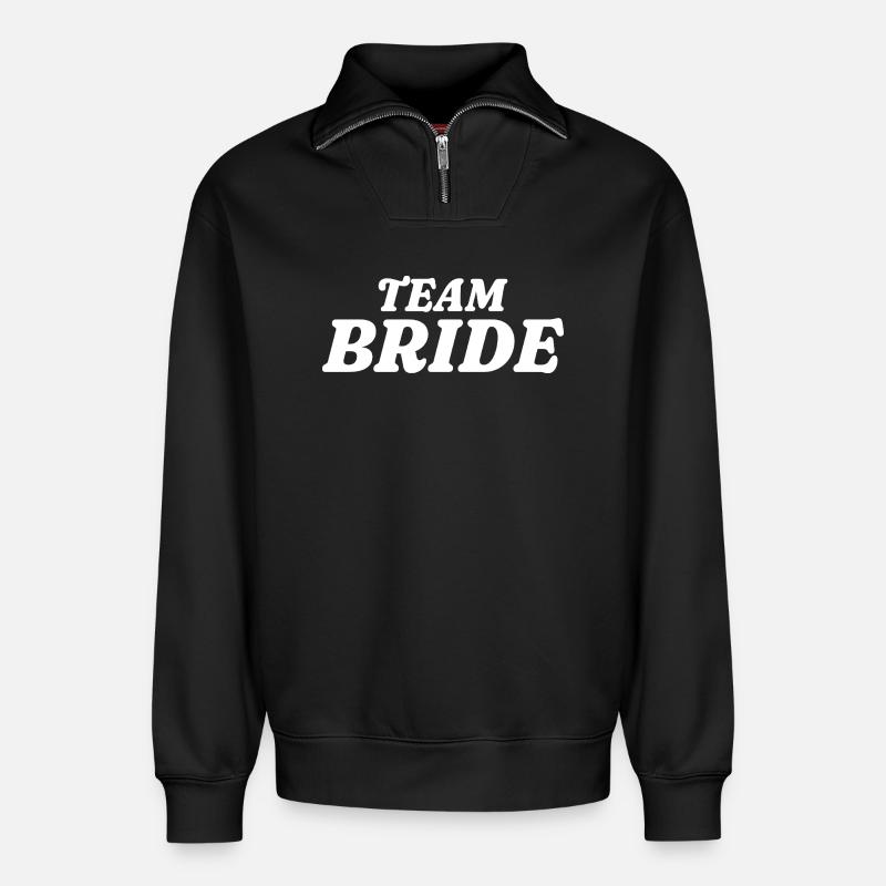 Team Bride - Relaxed Unisex Organic Half Zip Sweatshirt – by SPREAD - black