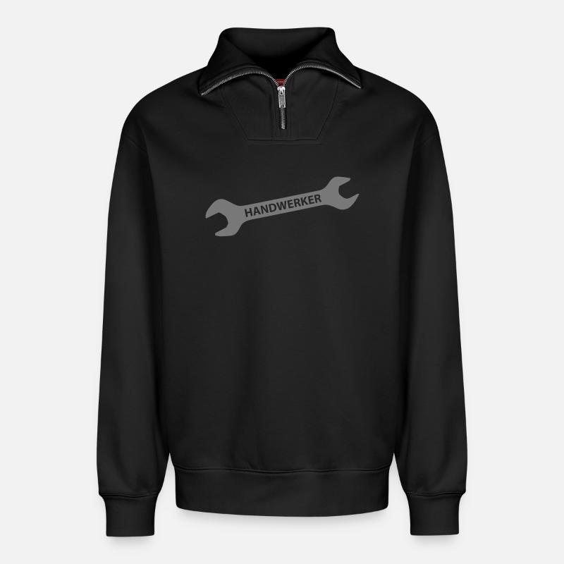 Handwerker - Relaxed Unisex Organic Half Zip Sweatshirt – von SPREAD - Schwarz