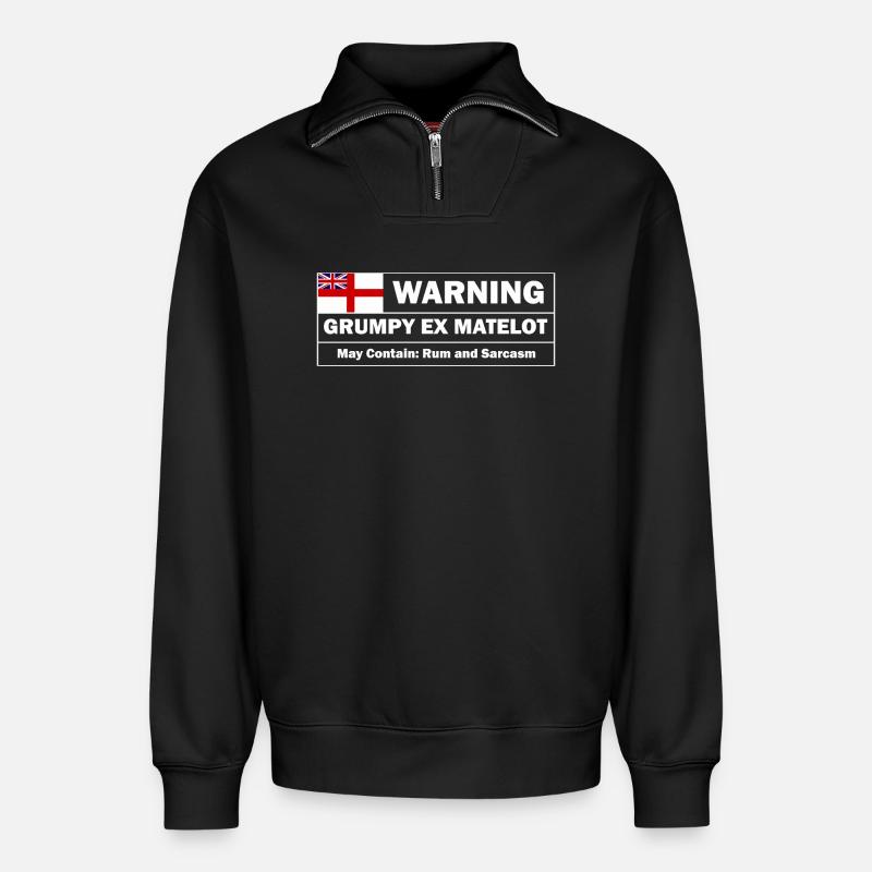 Grumpy Ex-matelot - Relaxed Unisex Organic Half Zip Sweatshirt – by SPREAD - black