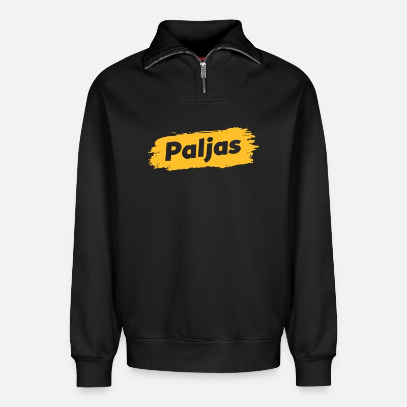Paljas - Antwerp dialect - Relaxed Unisex Organic Half Zip Sweatshirt – by SPREAD - black