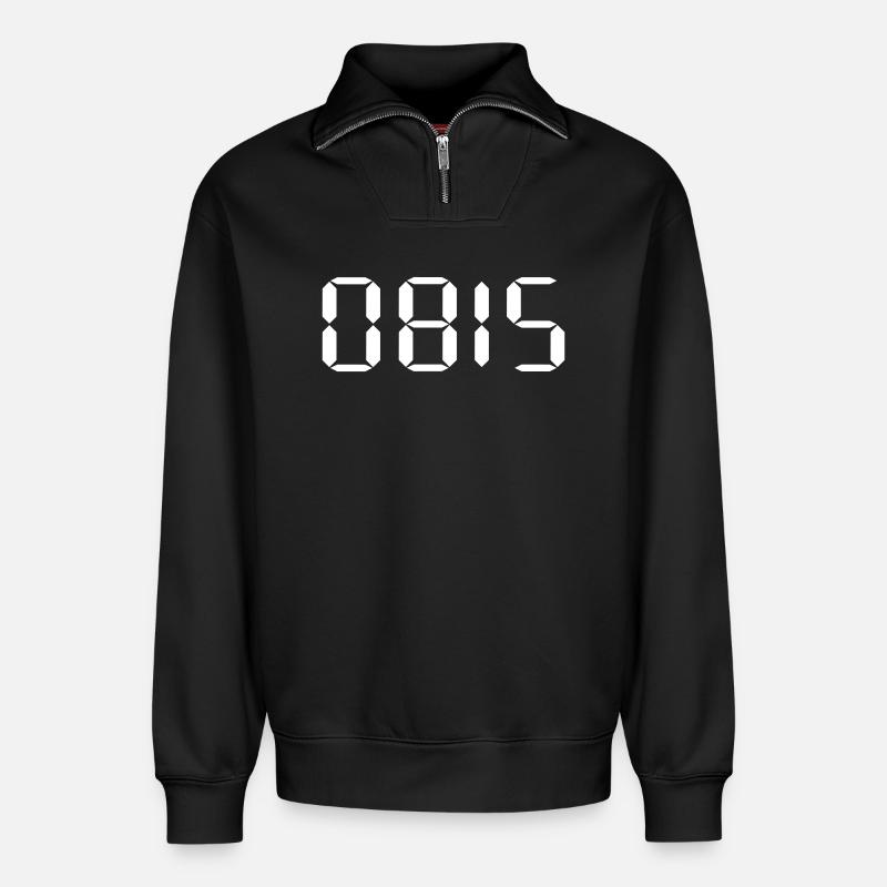 0815 - Relaxed Unisex Organic Half Zip Sweatshirt – von SPREAD - Schwarz