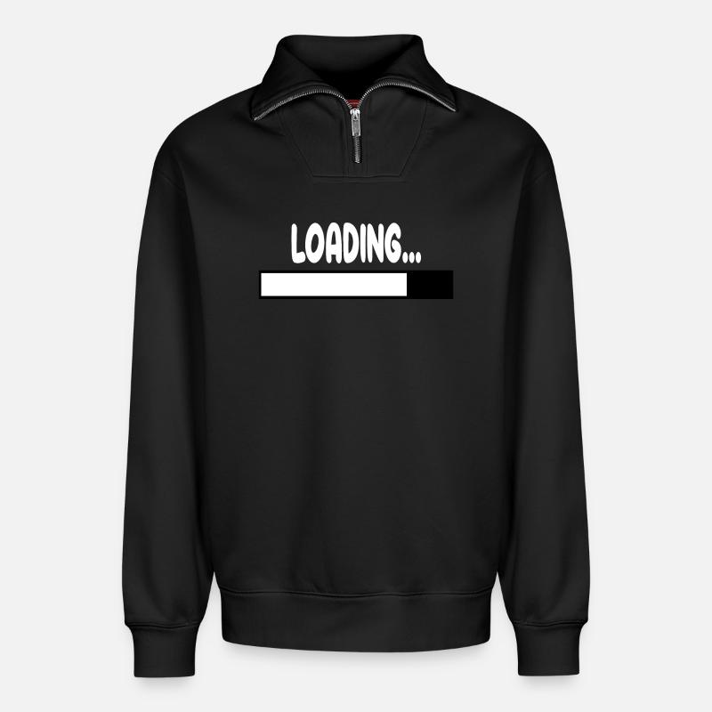 LOADING - Relaxed Unisex Organic Half Zip Sweatshirt – by SPREAD - black