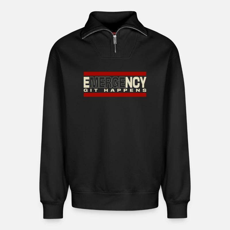 Nerd geek emergency git happens - Relaxed Unisex Organic Half Zip Sweatshirt – von SPREAD - Schwarz