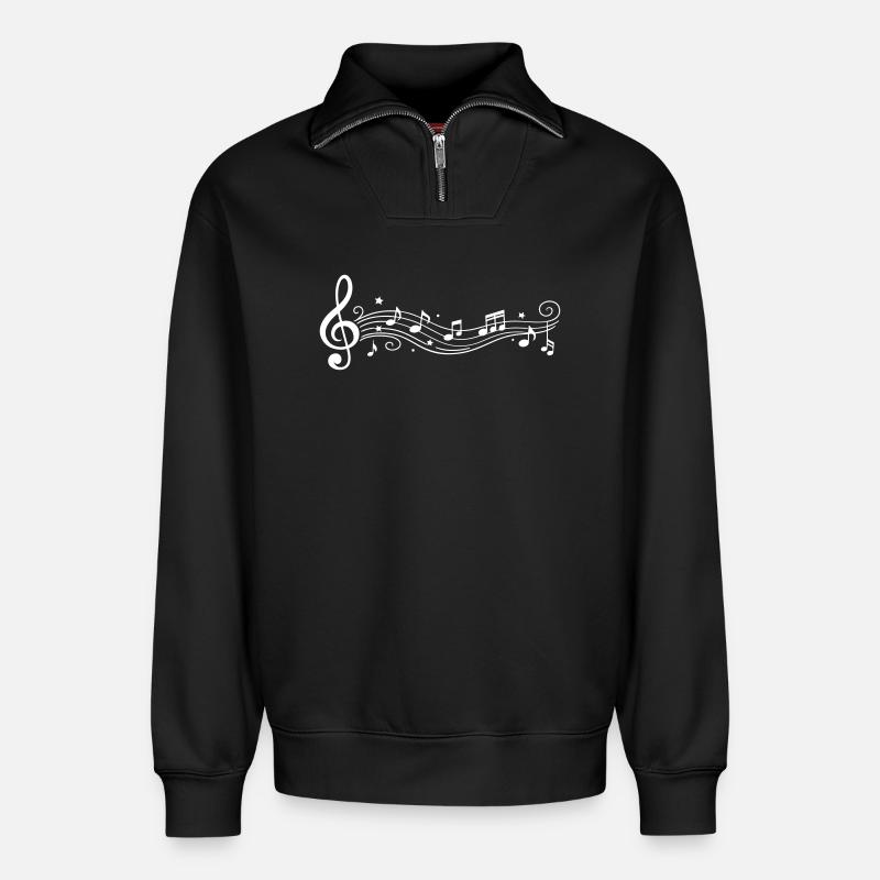 Musical Notes Melody Clefs - Relaxed Unisex Organic Half Zip Sweatshirt – by SPREAD - black