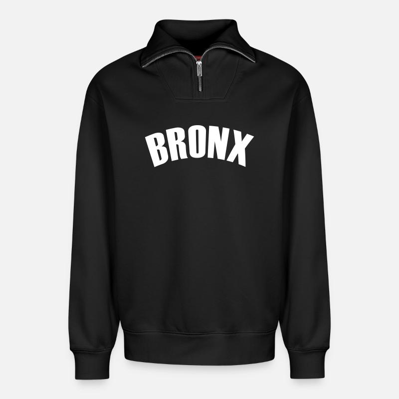 bronx shirt - Relaxed Unisex Organic Half Zip Sweatshirt – von SPREAD - Schwarz