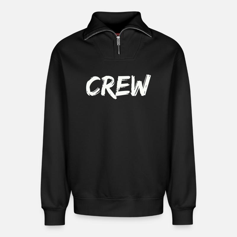 équipage - Sweat unisexe décontracté en coton biologique à demi-zip – de SPREAD - noir
