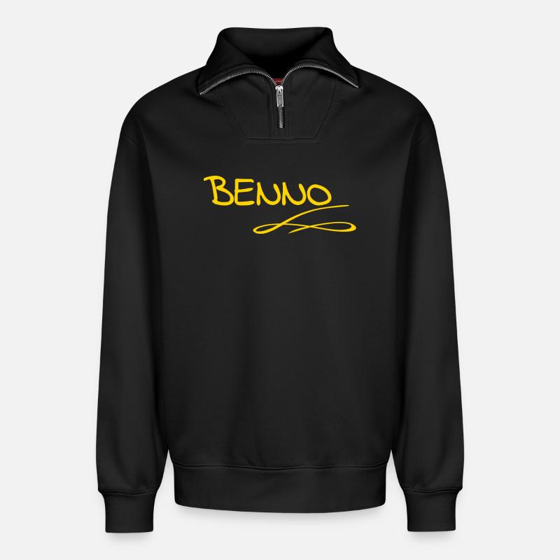 Gift for Benno - Relaxed Unisex Organic Half Zip Sweatshirt – by SPREAD - black