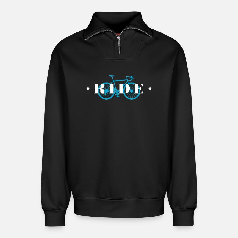Faire du vélo - Sweat unisexe décontracté en coton biologique à demi-zip – de SPREAD - noir