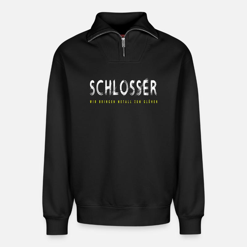Schlosser Handwerker Design - Relaxed Unisex Organic Half Zip Sweatshirt – von SPREAD - Schwarz