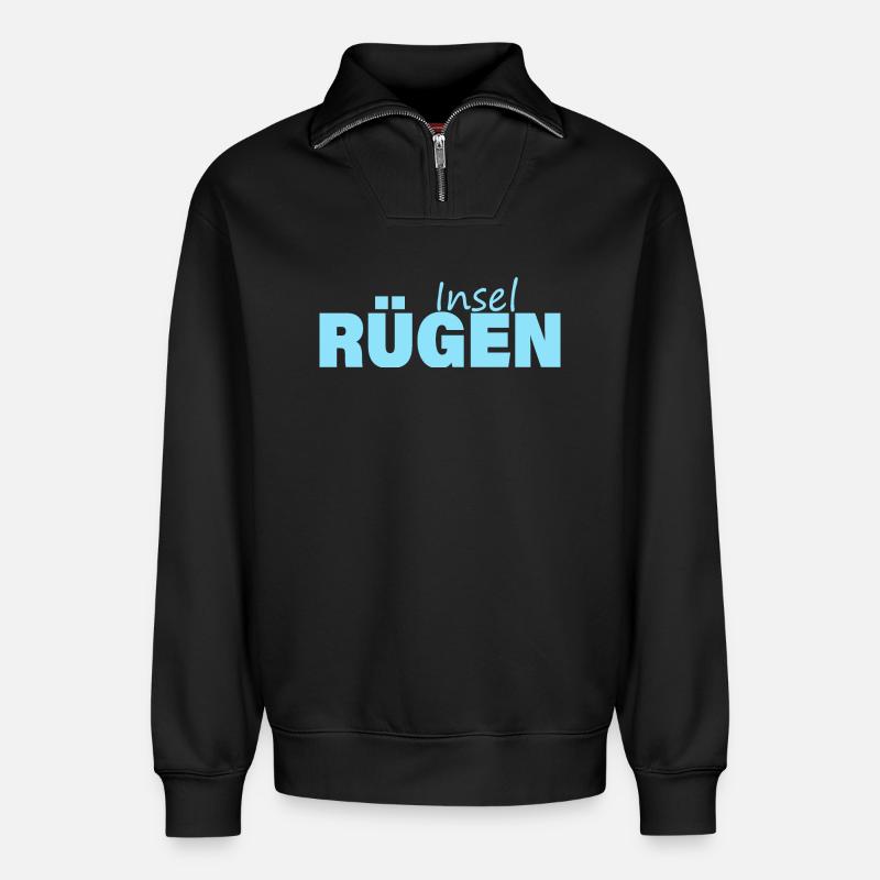 INSEL RÜGEN - Relaxed Unisex Organic Half Zip Sweatshirt – von SPREAD - Schwarz
