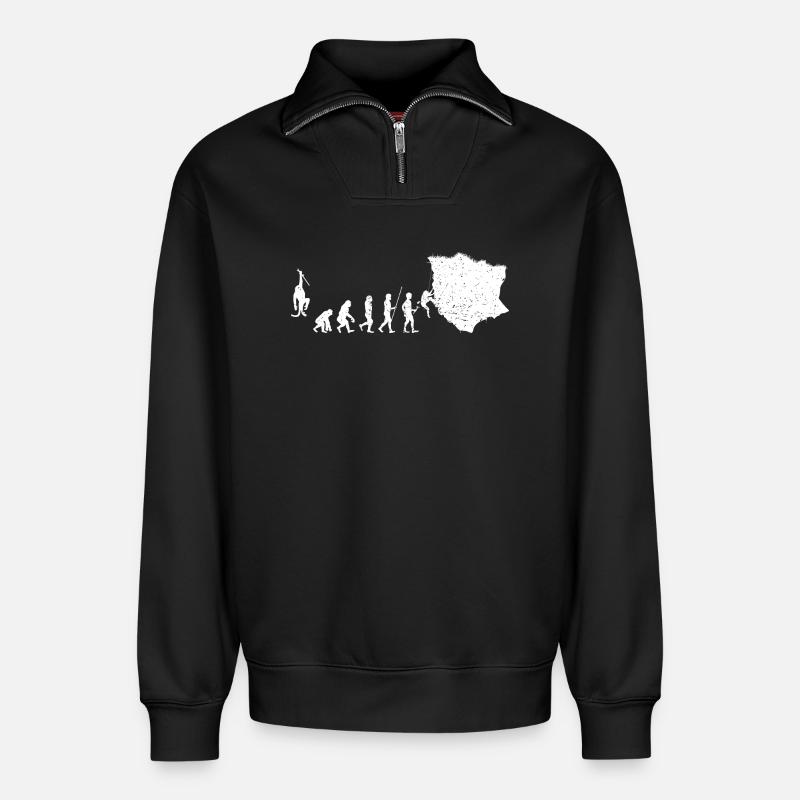 Evolution zur Abenteuer-Silhouette - Relaxed Unisex Organic Half Zip Sweatshirt – von SPREAD - Schwarz