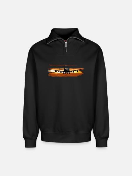 Passagierflugzeug - Relaxed Unisex Organic Half Zip Sweatshirt – von SPREAD - Schwarz