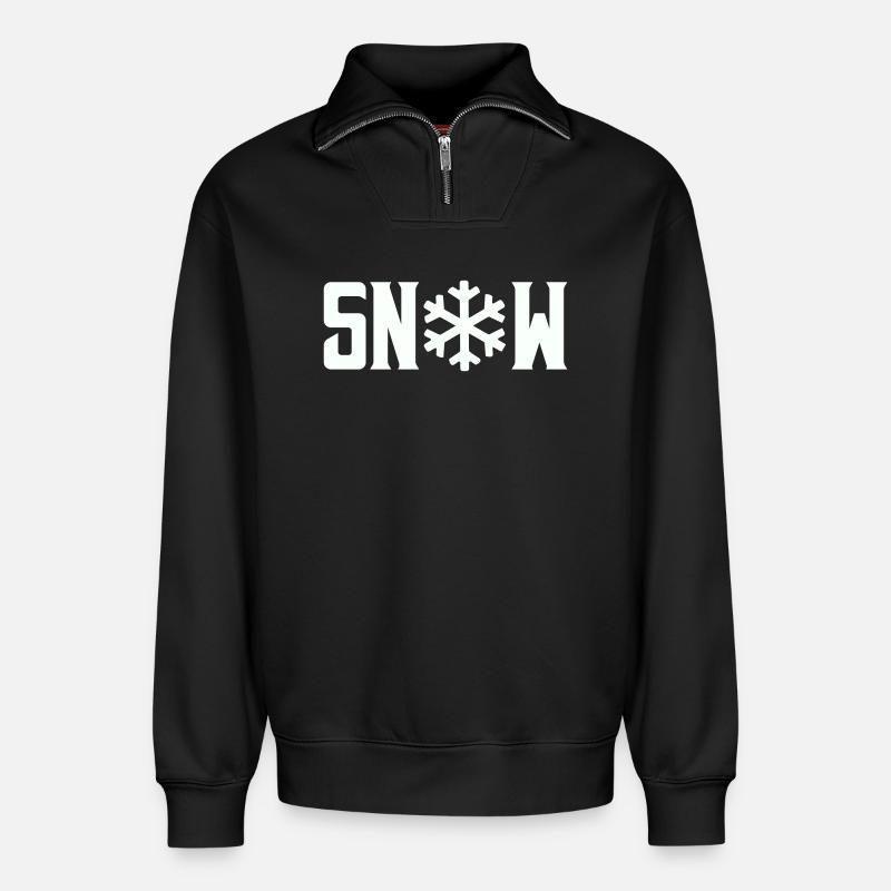 Neige - Sweat unisexe décontracté en coton biologique à demi-zip – de SPREAD - noir