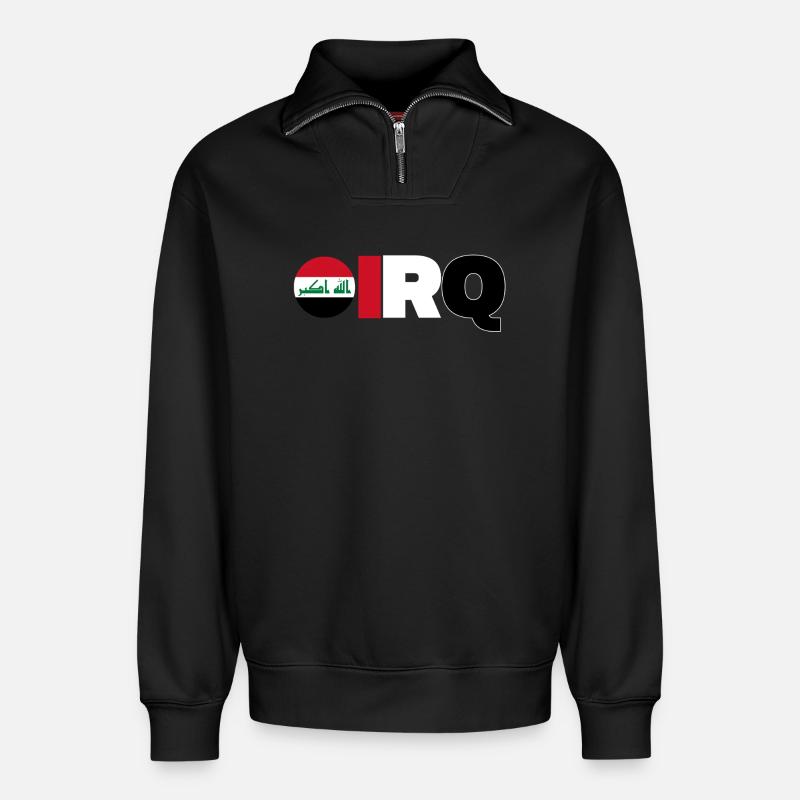 Irak - Sweat unisexe décontracté en coton biologique à demi-zip – de SPREAD - noir