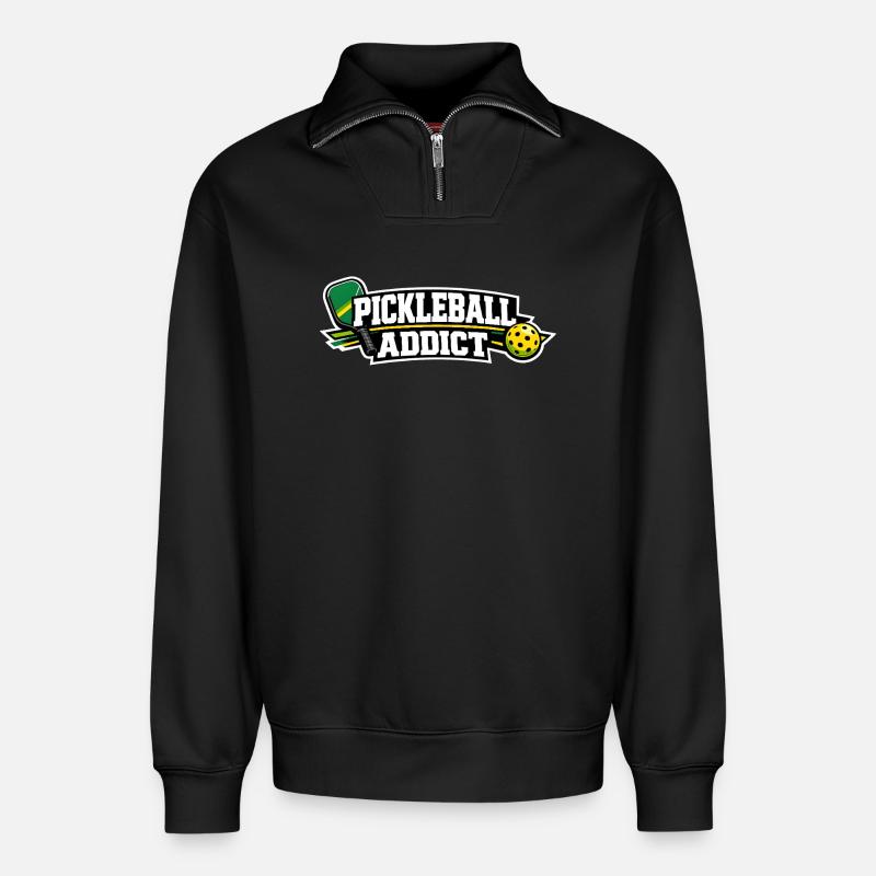 Pickleball Addict Logo - Relaxed Unisex Organic Half Zip Sweatshirt – von SPREAD - Schwarz