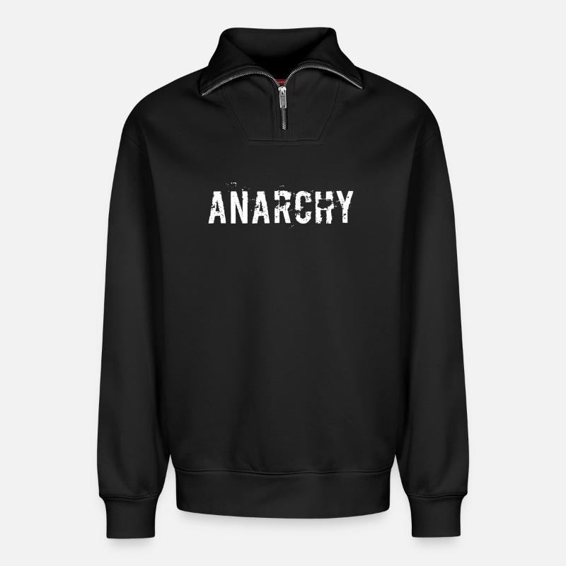 Anarchy - Relaxed Unisex Organic Half Zip Sweatshirt – by SPREAD - black