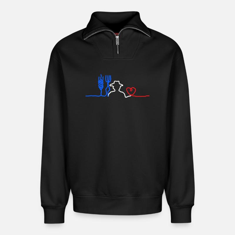 Das Herz des 🇫🇷 Bauern - Relaxed Unisex Organic Half Zip Sweatshirt – von SPREAD - Schwarz