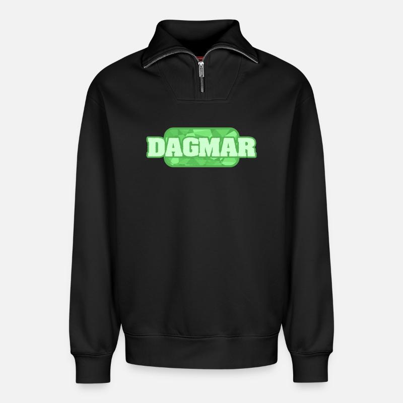 Dagmar - Relaxed Unisex Organic Half Zip Sweatshirt – von SPREAD - Schwarz