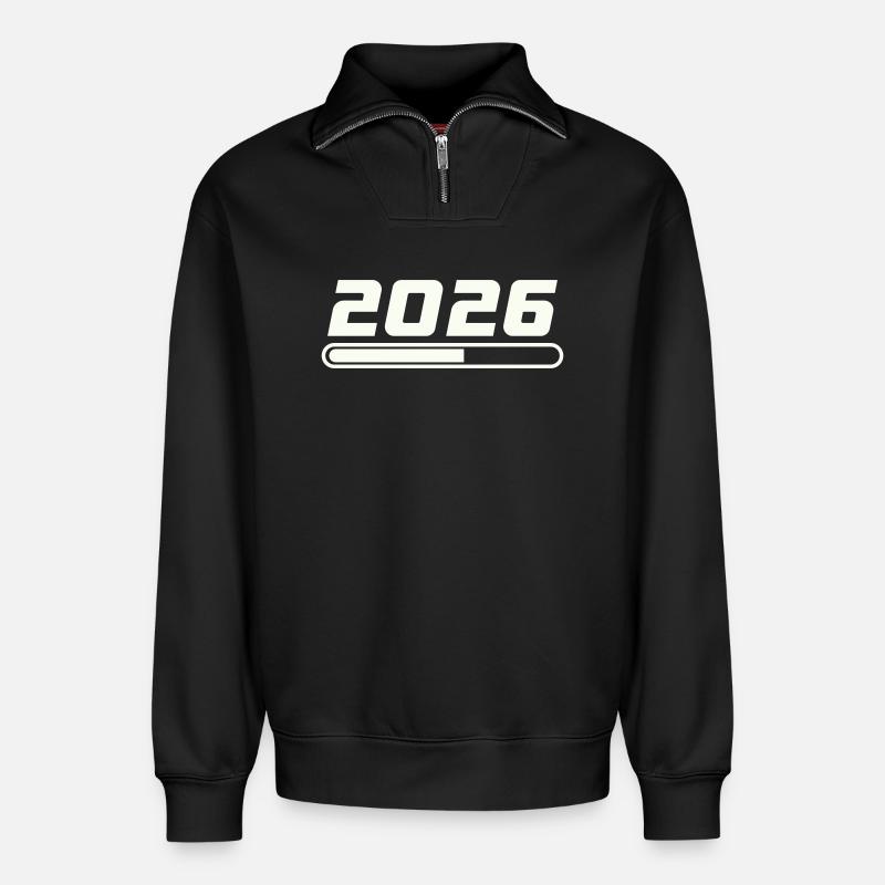 2026 - Relaxed Unisex Organic Half Zip Sweatshirt – von SPREAD - Schwarz