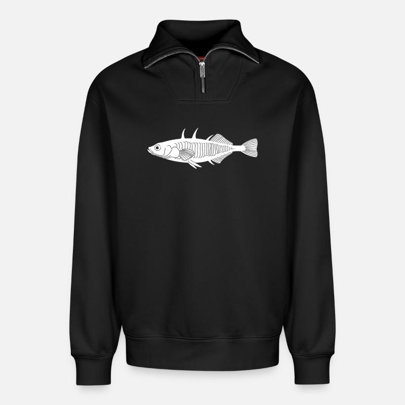 Stichling - Relaxed Unisex Organic Half Zip Sweatshirt – von SPREAD - Schwarz