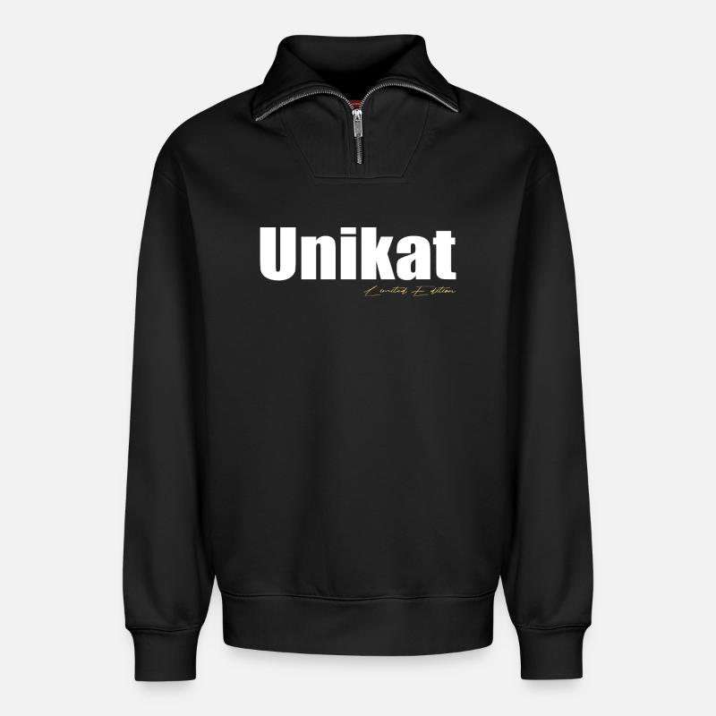 Unikat - Relaxed Unisex Organic Half Zip Sweatshirt – von SPREAD - Schwarz