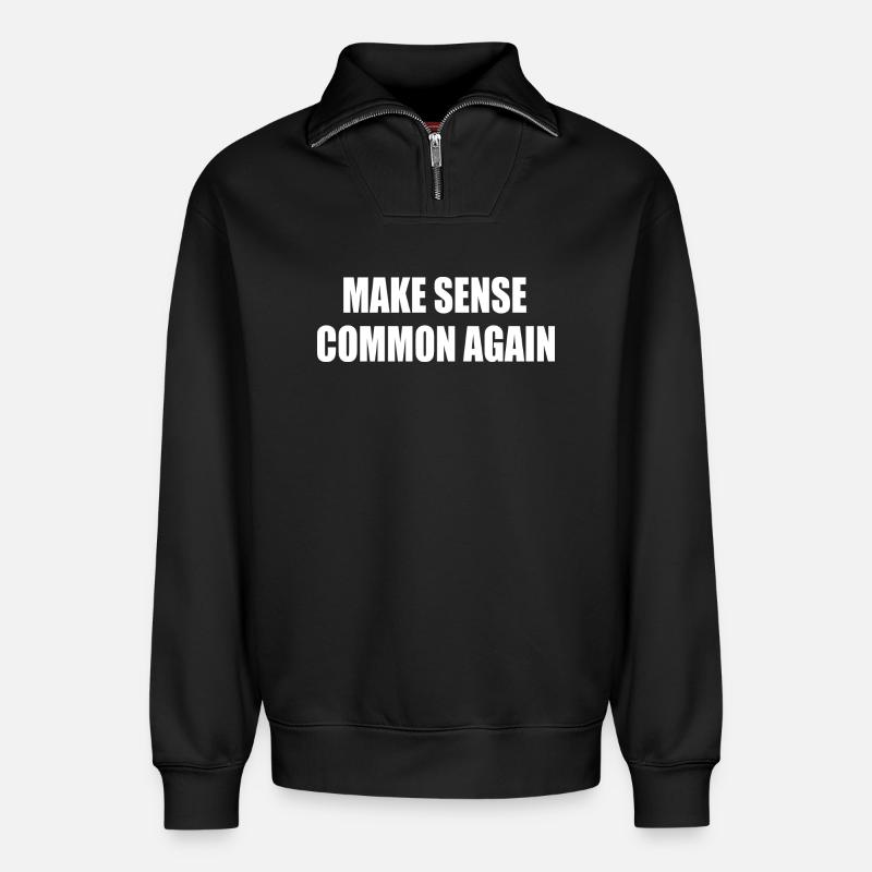 make sense common again - Relaxed Unisex Organic Half Zip Sweatshirt – von SPREAD - Schwarz
