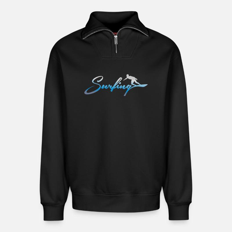 SURF, SURF - Sweat unisexe décontracté en coton biologique à demi-zip – de SPREAD - noir