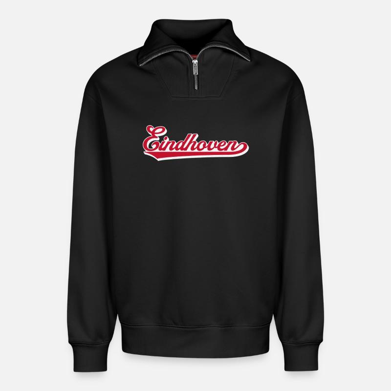 Eindhoven Script City Logo - Sweat unisexe décontracté en coton biologique à demi-zip – de SPREAD - noir