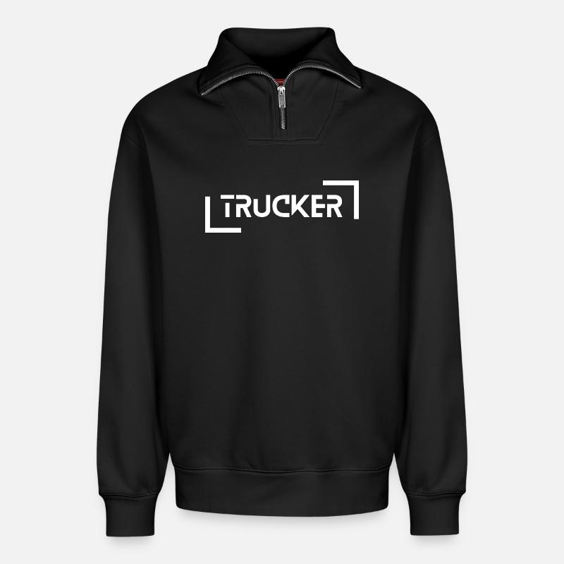 Trucker - Relaxed Unisex Organic Half Zip Sweatshirt – von SPREAD - Schwarz