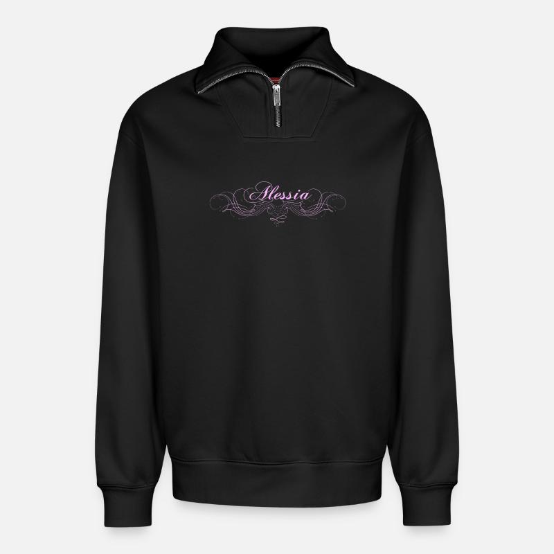 Alessia - Relaxed Unisex Organic Half Zip Sweatshirt – von SPREAD - Schwarz