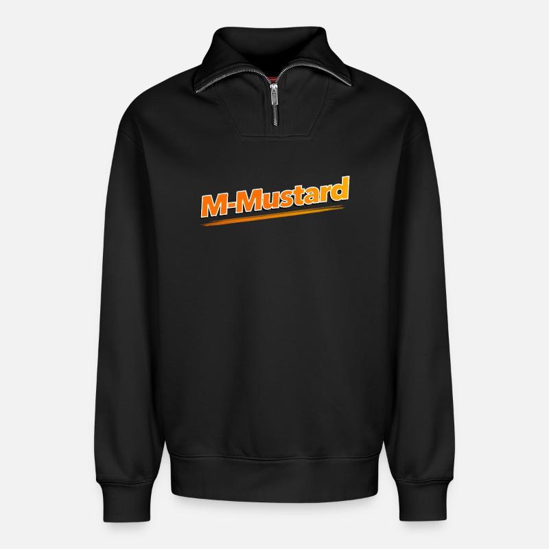 M-Mustard - Relaxed Unisex Organic Half Zip Sweatshirt – by SPREAD - black