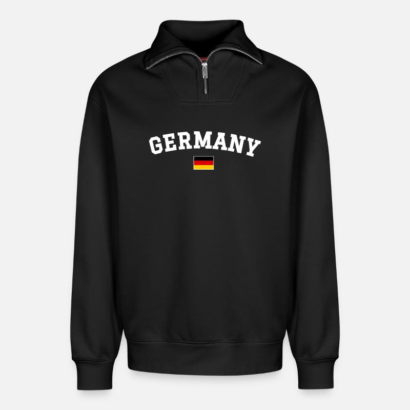 Drapeau allemand Design anglais blanc - Sweat unisexe décontracté en coton biologique à demi-zip – de SPREAD - noir