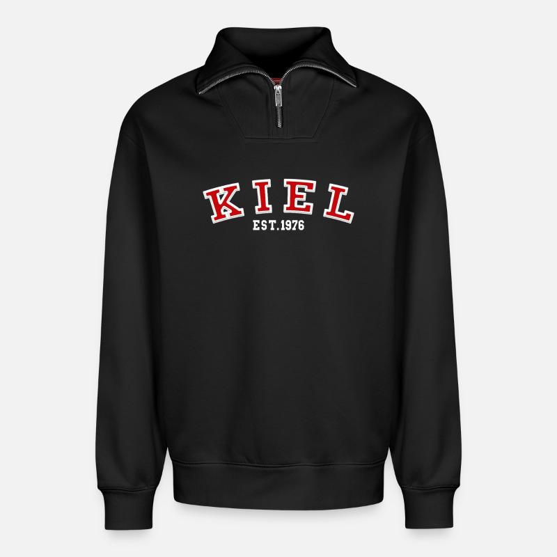 Kiel Est. 1976 - Relaxed Unisex Organic Half Zip Sweatshirt – by SPREAD - black
