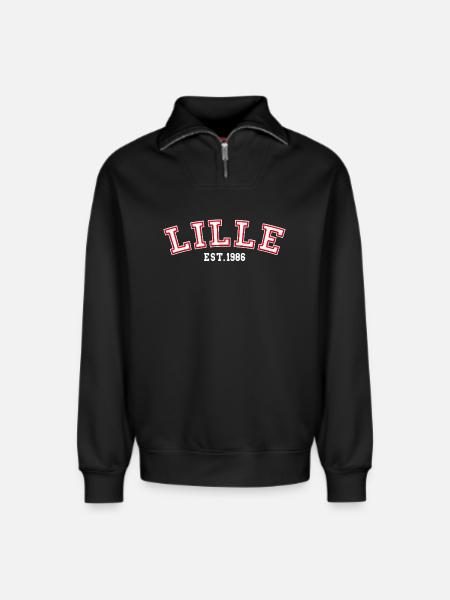 Lille Fondée en 1986 - Sweat unisexe décontracté en coton biologique à demi-zip – de SPREAD - noir