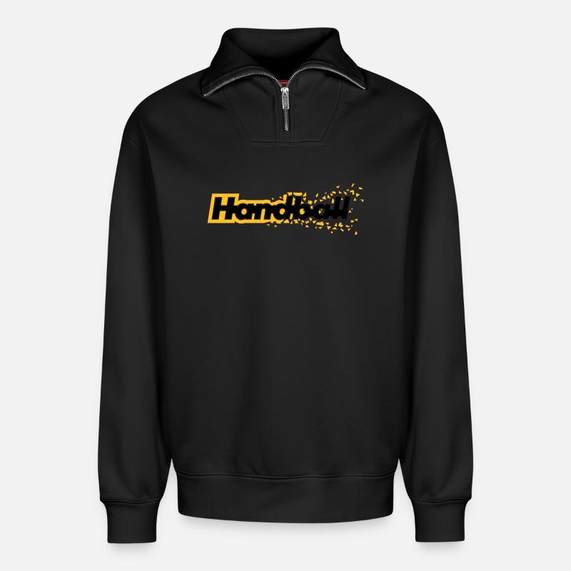 Handball - Relaxed Unisex Organic Half Zip Sweatshirt – von SPREAD - Schwarz