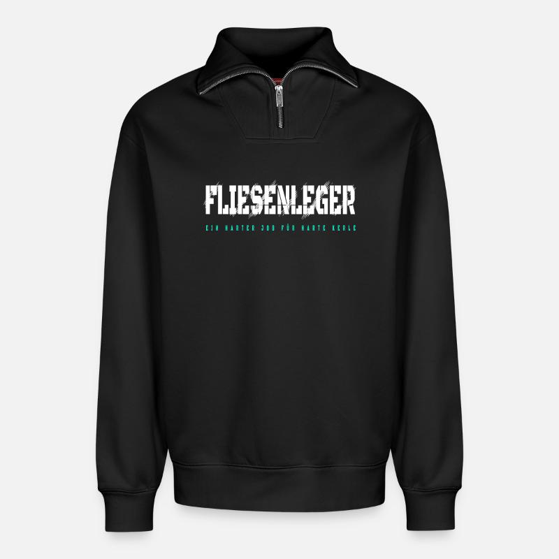 Fliesenleger Design - Relaxed Unisex Organic Half Zip Sweatshirt – von SPREAD - Schwarz