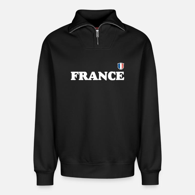 need_image - Relaxed Unisex Organic Half Zip Sweatshirt – by SPREAD - black